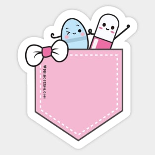 cute pills in pocket cartoon Sticker